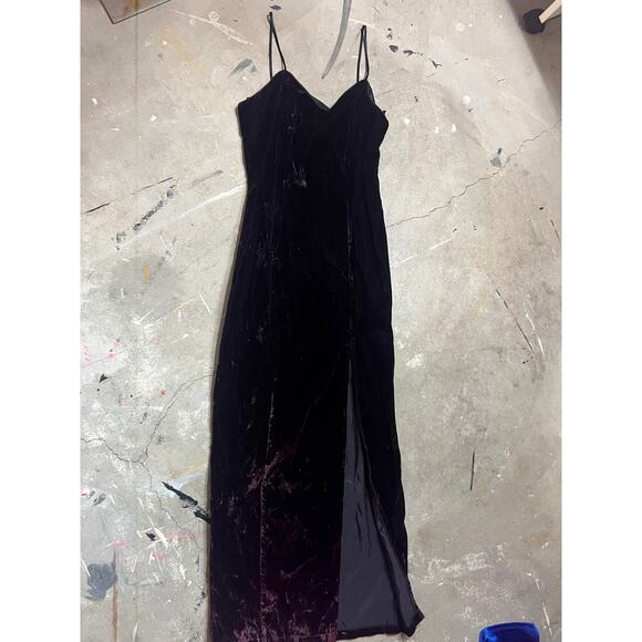 Velvet Goth Formal 90s Dress, Crushed Velvet, Prom Party Cocktail - Picture 1 of 7